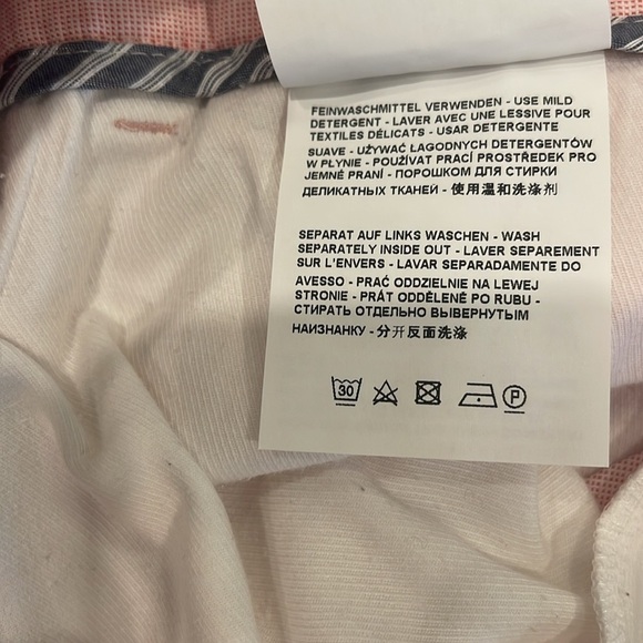 Sz 32 Brax Mia Turn Up peachy pink micro checked straight  leg zippered pants - Picture 7 of 16